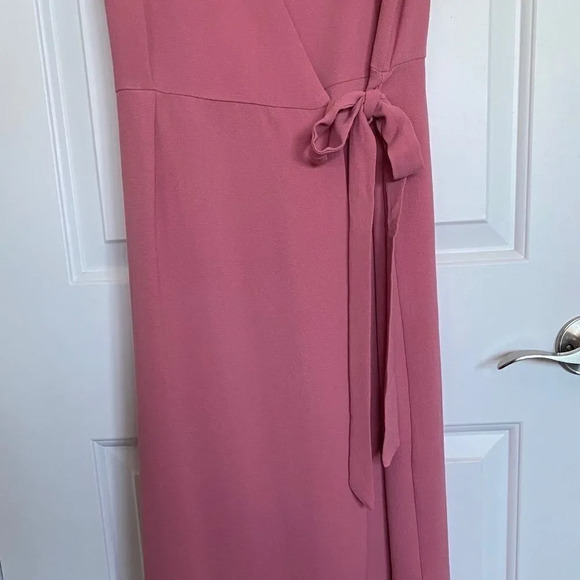 Bobeau Pink Flutter Wrap Midi Dress - Picture 9 of 14